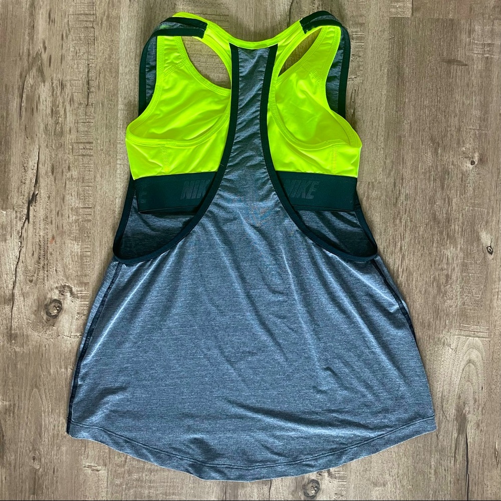Nike Dri-Fit Shelf Bra Racerback Tank Size Small | Neon Yellow & Grey